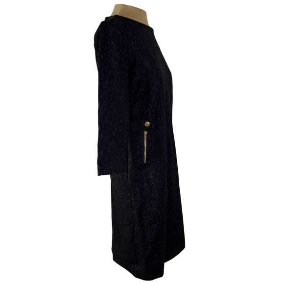 New Chico’s Black Leopard Ponte Jacquard Sheath Dress - Picture 6 of 7